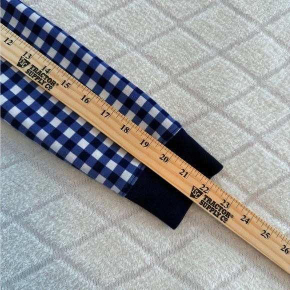 Talbots Blue & white Gingham Terry Shift Dress Size Medium long sleeves